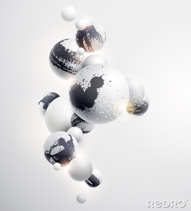 Poster 3D ballen in klodders