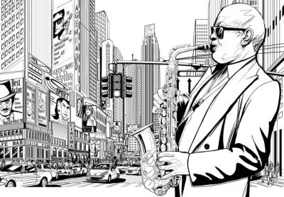 Fotobehang 3D muziek op de straten van New York