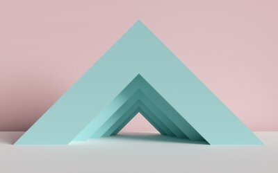 Poster 3d render, abstract background, triangle, corner, primitive geometric shapes, pastel color palette, simple mockup, minimal design elements