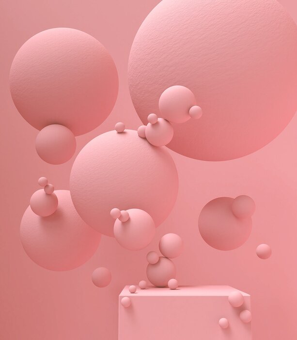 Poster 3d rendering of pink podium display minimal scene, pastel color abstract geometric shape.