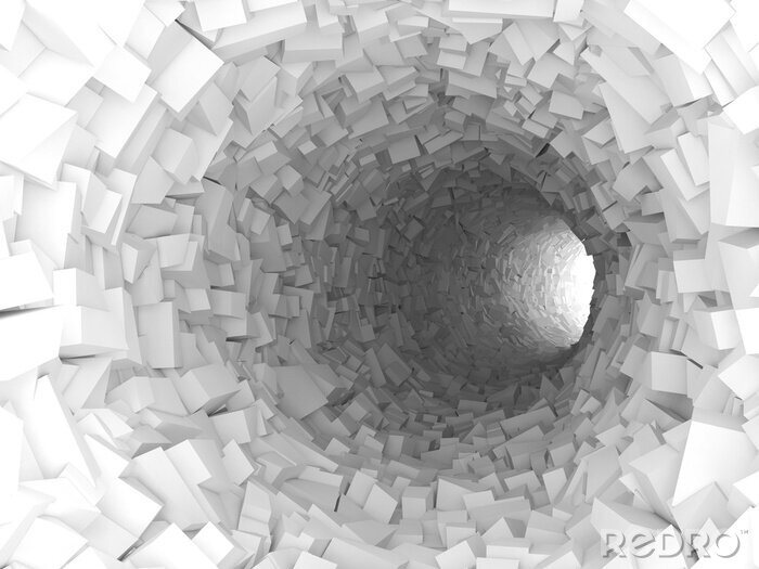 Poster 3D-tunnel gebouwd van witte vaste stoffen