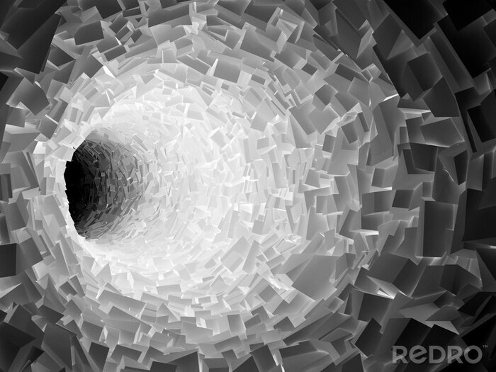 Poster 3D tunnel gemaakt van kubussen