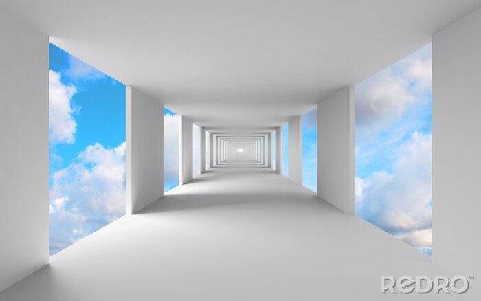 Poster 3D-tunnel in de lucht