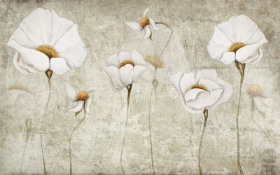 3D witte bloemen