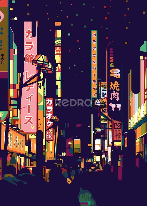 Poster Aanplakborden in de straten van Tokio