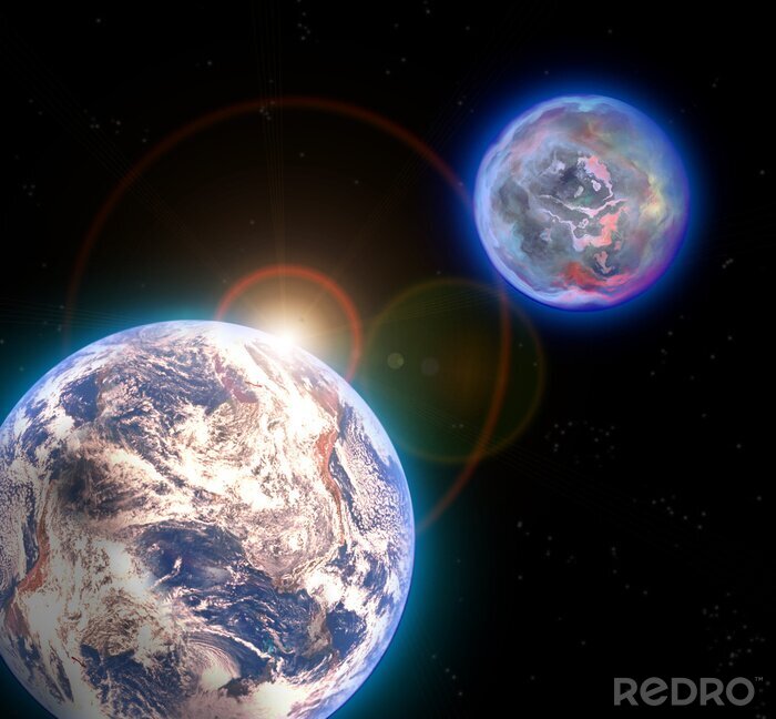 Poster Aarde en kosmos met mysterieuze planeet