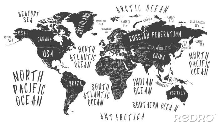 Poster Aardekaart met de naam van de landen