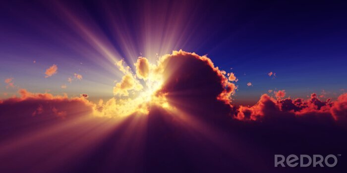 Poster above clouds sun ray sunset