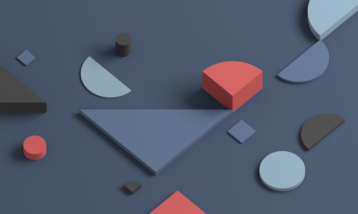 Poster Abstract 3d render, modern background design with geometric shapes