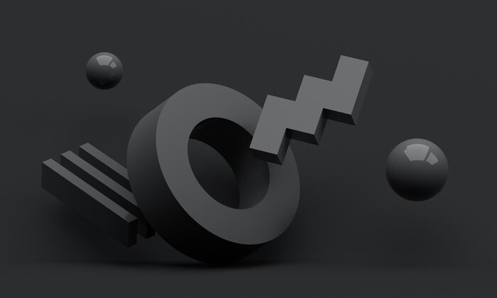 Poster Abstract 3d render, modern geometric background, graphic design