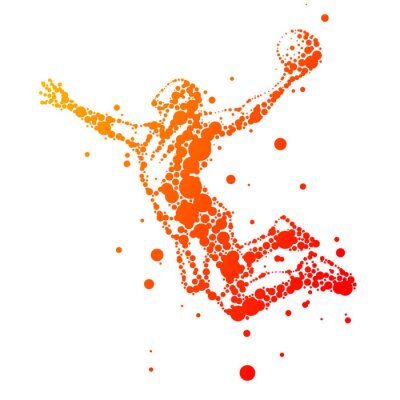 Poster Abstract beeld van een springende basketballer