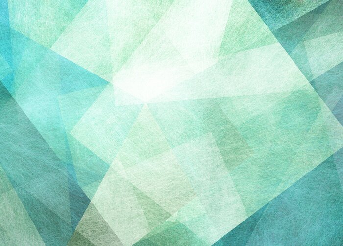 Poster abstract blue green background with textured triangle shapes in fun geometric pattern, teal and white color texture in modern art design