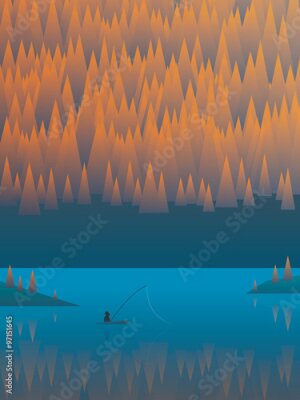 Poster Abstract boslandschap in grafische vorm.