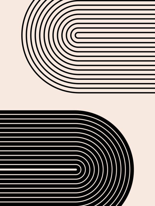 Poster Abstract contemporary aesthetic background with geometric balance shapes, rainbow gates. Boho wall decor. Mid century modern minimalist print. Neutral Geometric art. Organic shape.