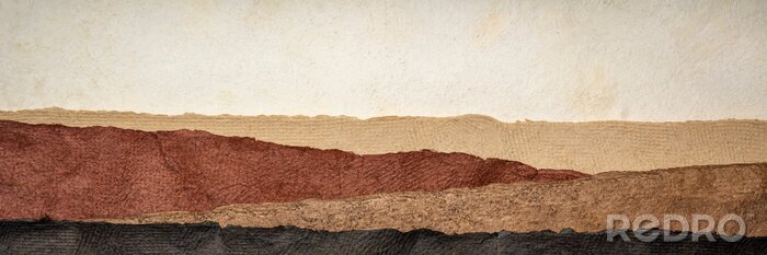 Poster abstract landscape created with amate bark papers