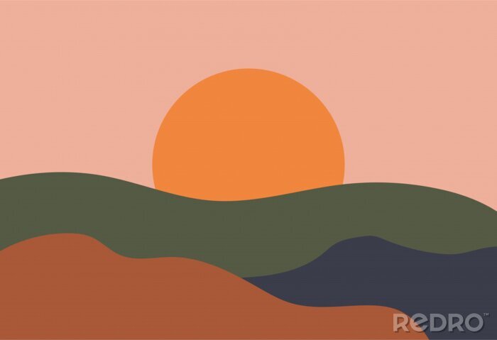 Poster Abstract landscape modern flat style. Nature, mountains, location terrain. Vector illustration