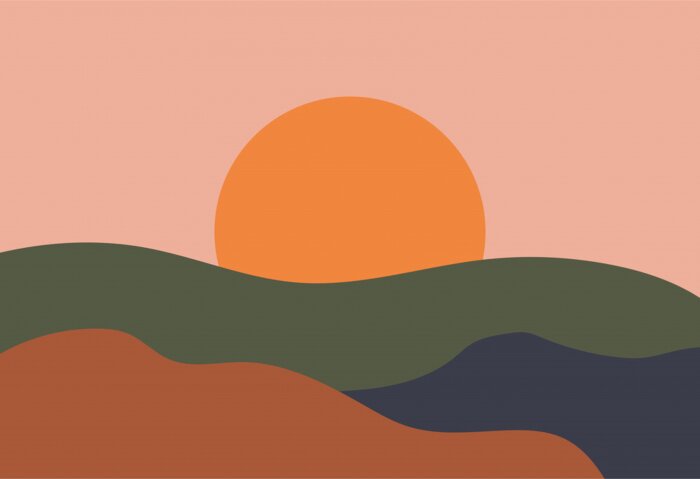 Poster Abstract landscape modern flat style. Nature, mountains, location terrain. Vector illustration