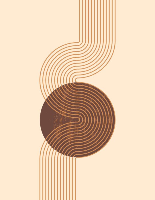 Poster Abstract Modern Art Background with Geometric Shapes Lines and Circles. Vector Boho Illustration in Minimal Style and neutral colors for Wall art, t-shirt Print, Book Cover, Banner, Social Media