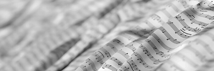 Poster Abstract musical notes background; art concepts, original 3d rendering, RF illustration