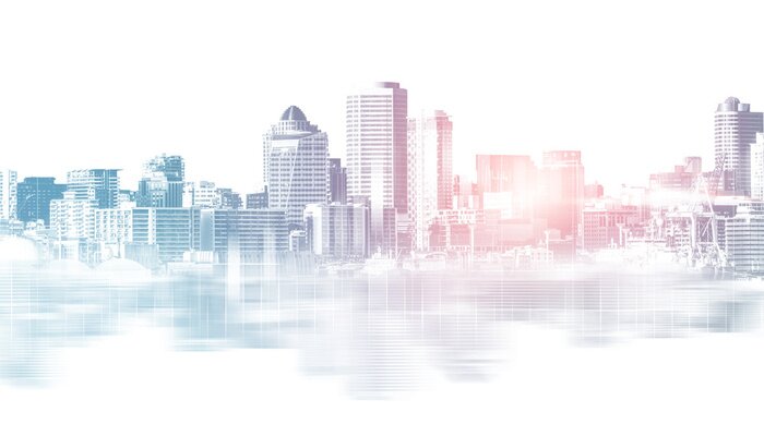 Poster Abstract panorama met uitzicht op de stad