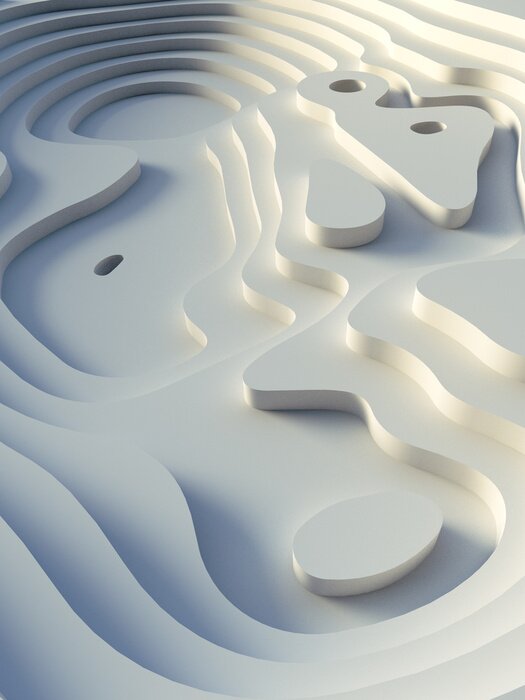 Poster Abstract papier gesneden kunst achtergrondontwerp voor website sjabloon. Topografie kaart concept. 3D-rendering