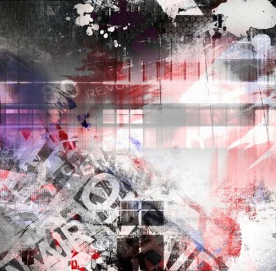 Poster Abstract patroon in rode en grijze kleuren