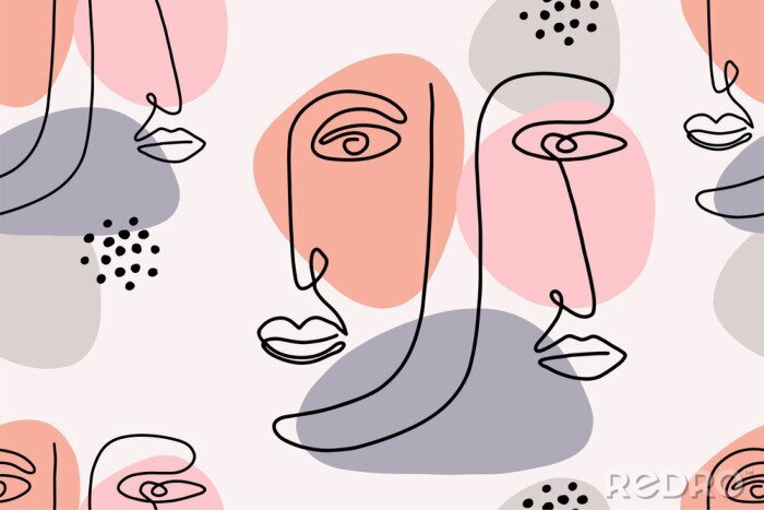 Poster Abstract patroon met gezichten