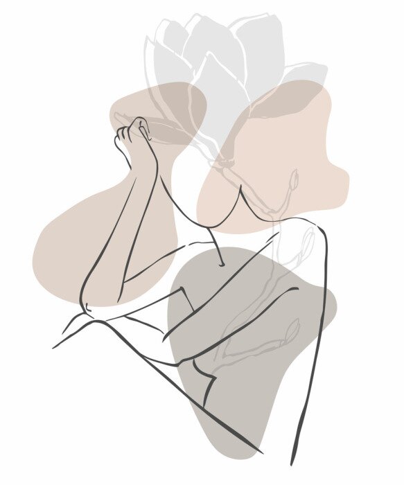 Poster Abstract portret van een vrouw in pastelkleuren