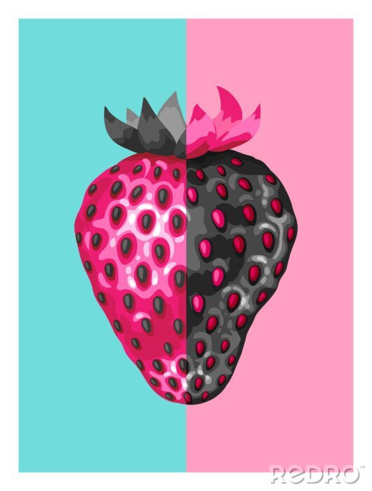Poster Abstract poster met aardbeien in een pop-art stijl