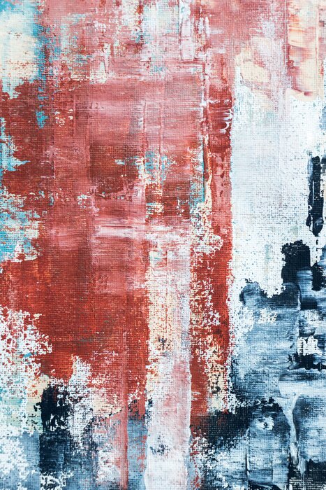 Poster Abstract textured blue acrylic painting on canvas