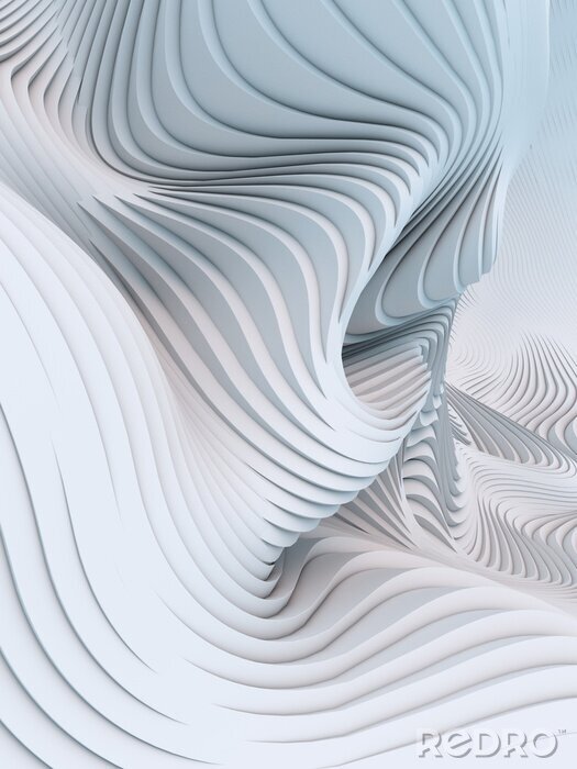 Poster Abstracte 3D-rendering golvende band achtergrond oppervlak