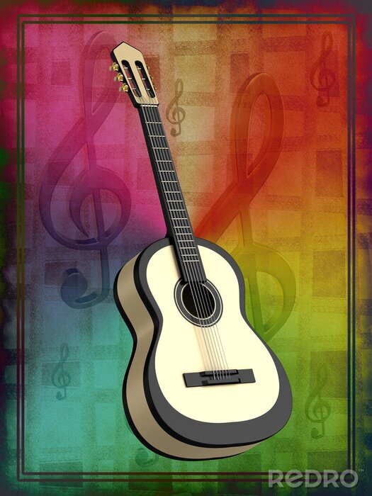 Poster Abstracte achtergrond met een gitaar