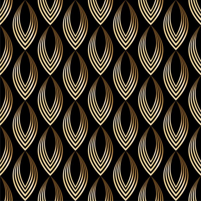 Poster Abstracte bladeren op zwarte achtergrond