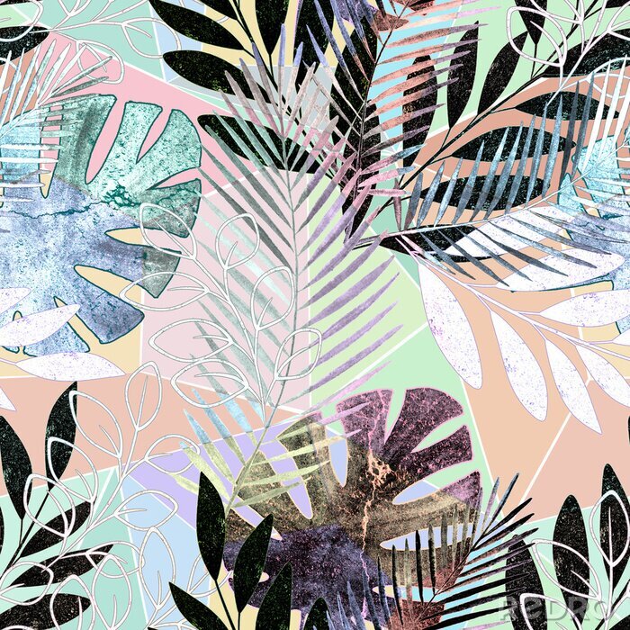 Poster Abstracte bloemensamenstelling in tropische klimaten