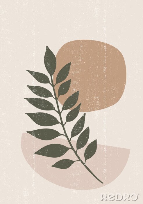 Poster Abstracte compositie met een blad