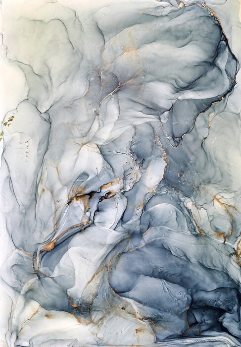 Poster Abstracte compositie van grijs blauw marmer