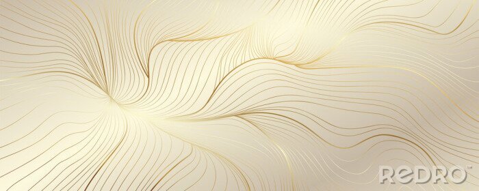 Poster Abstracte gouden lijnen op een beige achtergrond