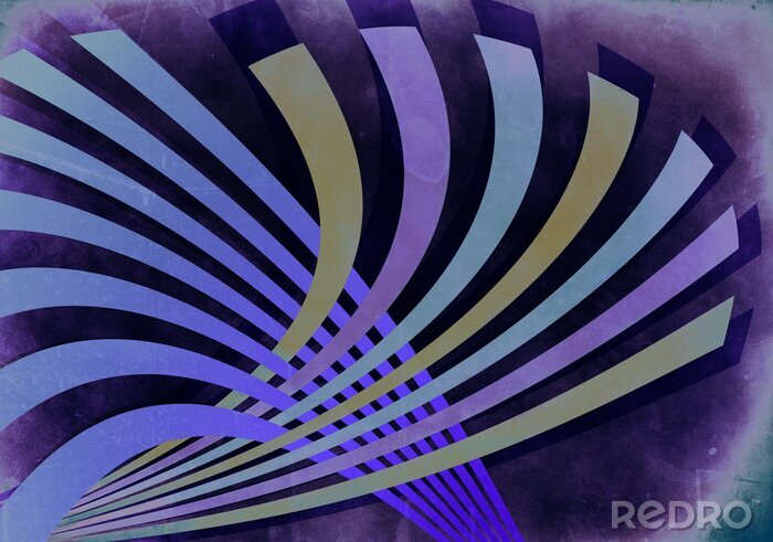 Poster Abstracte retro strepen 3D