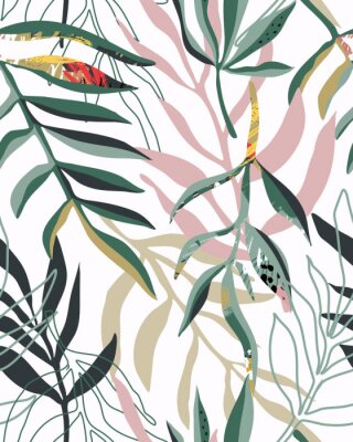 Abstracte tropische bladeren op witte achtergrond