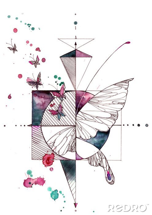 Poster abstracte vlinder