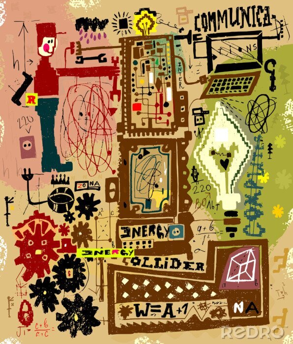 Poster Abstracte weergave van straten