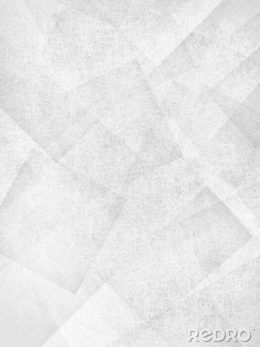 Poster abstracte witte achtergrond, zwakke lagen elkaar snijdende hoeken, rechthoeken en vierkanten drijvend in grijs willekeurig patroon, transparante vormen met textuur