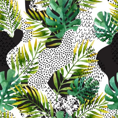 Behang Abstracte zomer tropische bladeren achtergrond.