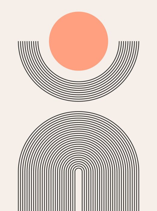 Poster Abstractie met een kleurrijke cirkel