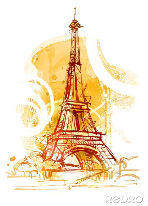 Poster Abstractie van Parijs en Eiffeltoren