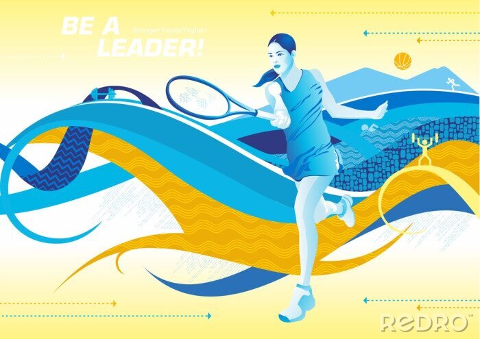 Poster Abstractie van tennisspeelster