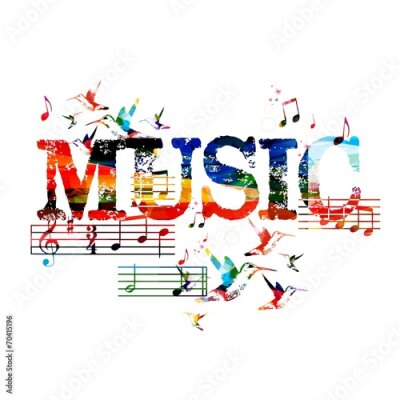 Poster Achtergrond met kleurrijke MUSIC-letters.