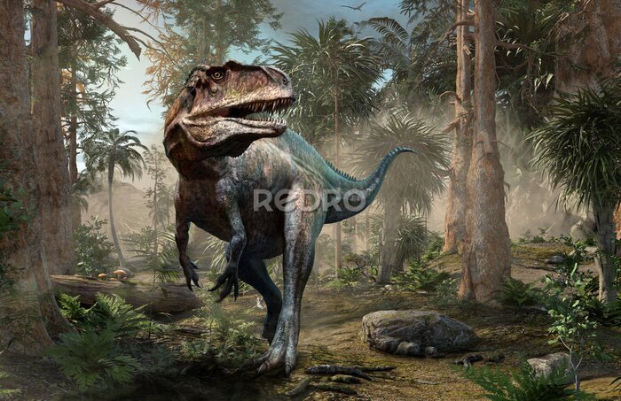 Poster Acrocanthosaurus in de jungle