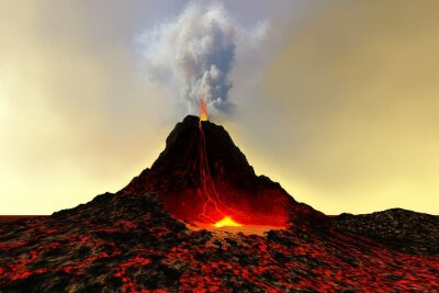 Actieve vulkaan met lava