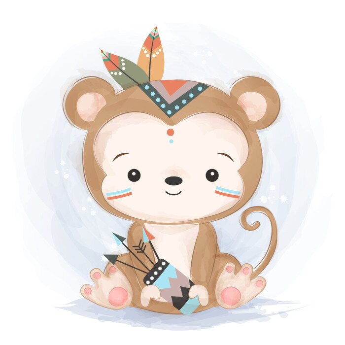 Poster adorable monkey illustration for personal project,background, invitation, wallpaper and many more